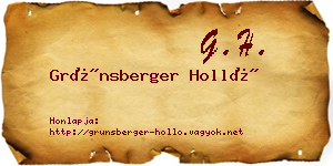 Grünsberger Holló névjegykártya